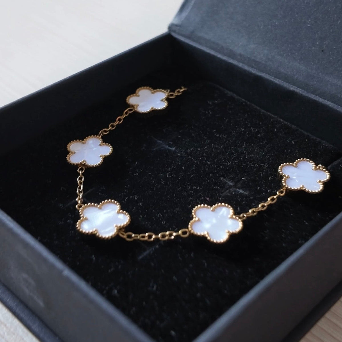 Gold Clover Charm Bracelet