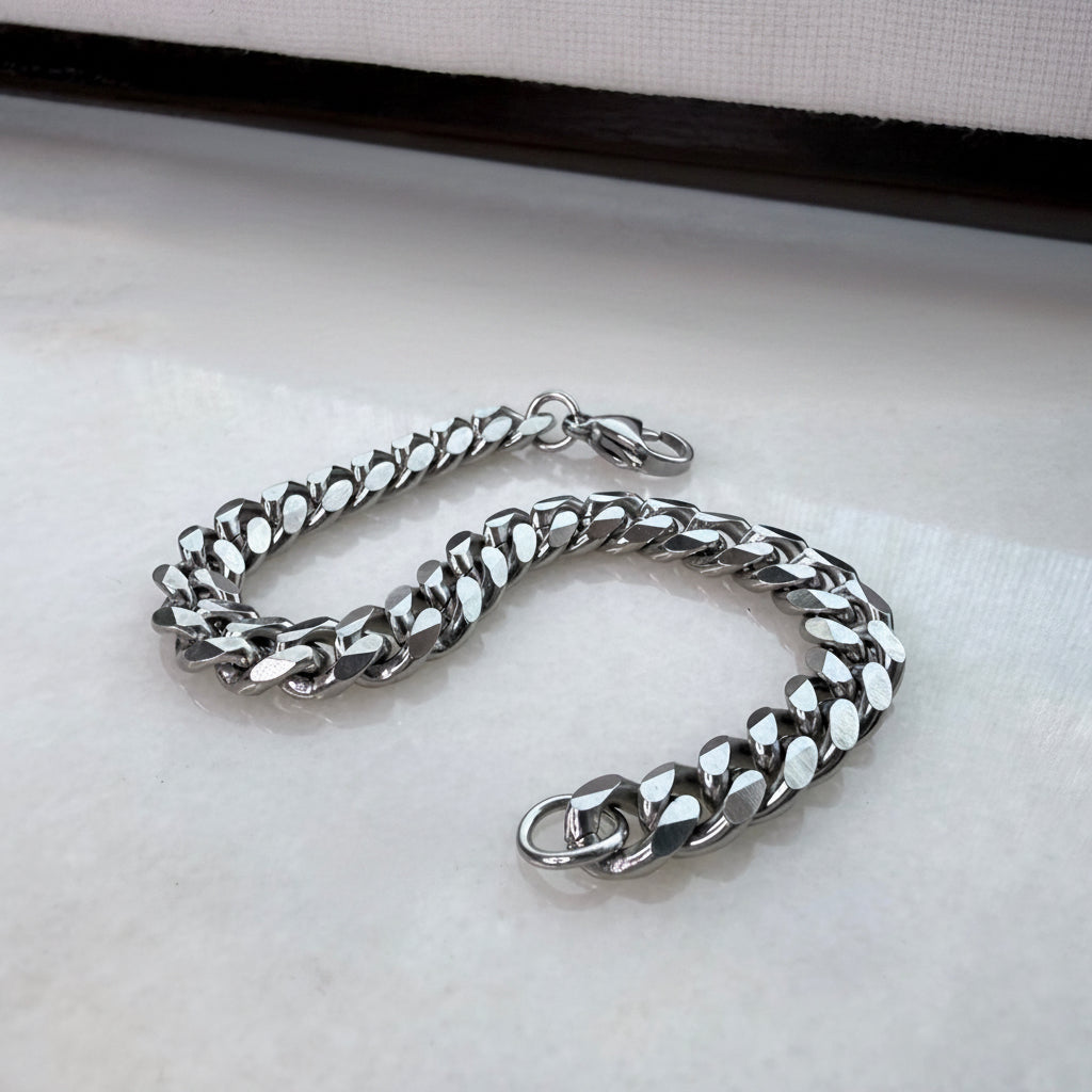 Silver Cuban Bracelet – Men's Edition
