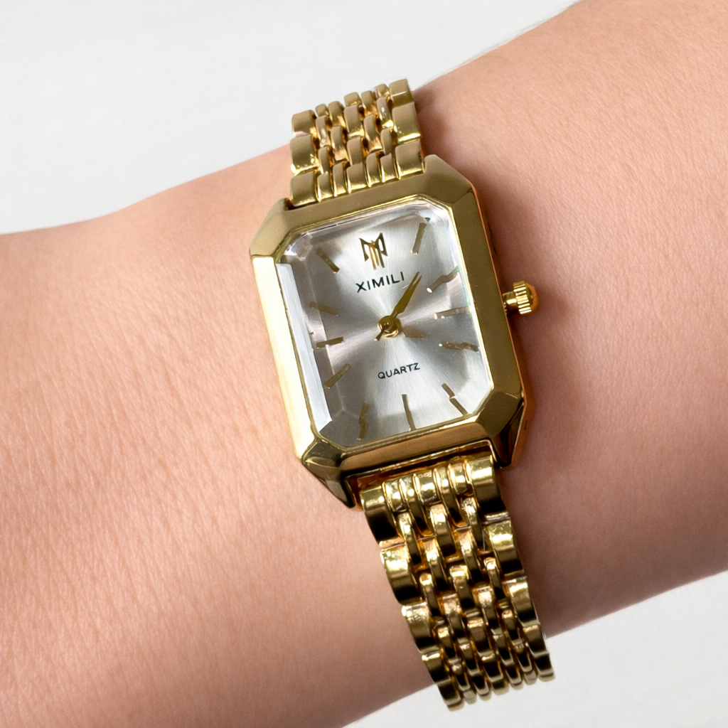 Lumière – Gold Square Dial Watch for Women